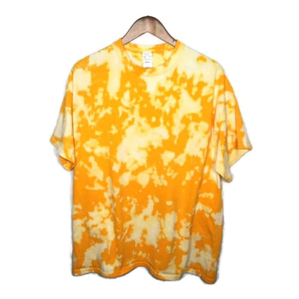 Upcycled Custom Bleached Tie Dye Yellow T-shirt Sz XL *